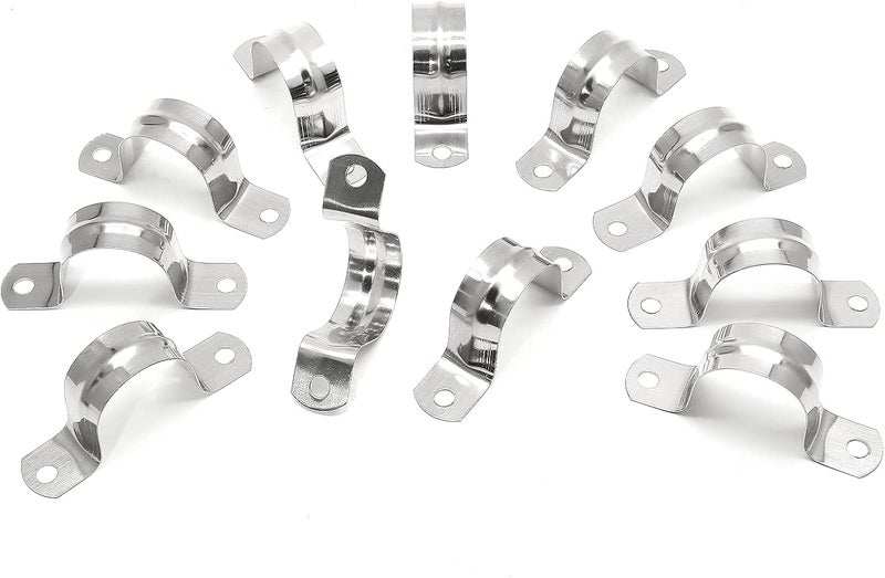 Jersvimc 16Pcs 1 1/4 Inch Stainless Steel Conduit Clamps, Two Hole Strap U Bracket Rigid Pipe Strap Metal U Clamp Conduit Strap Tension Clips U-tube Clamp Heavy Duty - Image 2